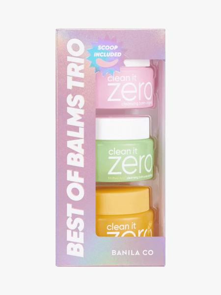 Banila Co Clean It Zero Best of Cleansing Balms Trio in branded component on a light gray background
